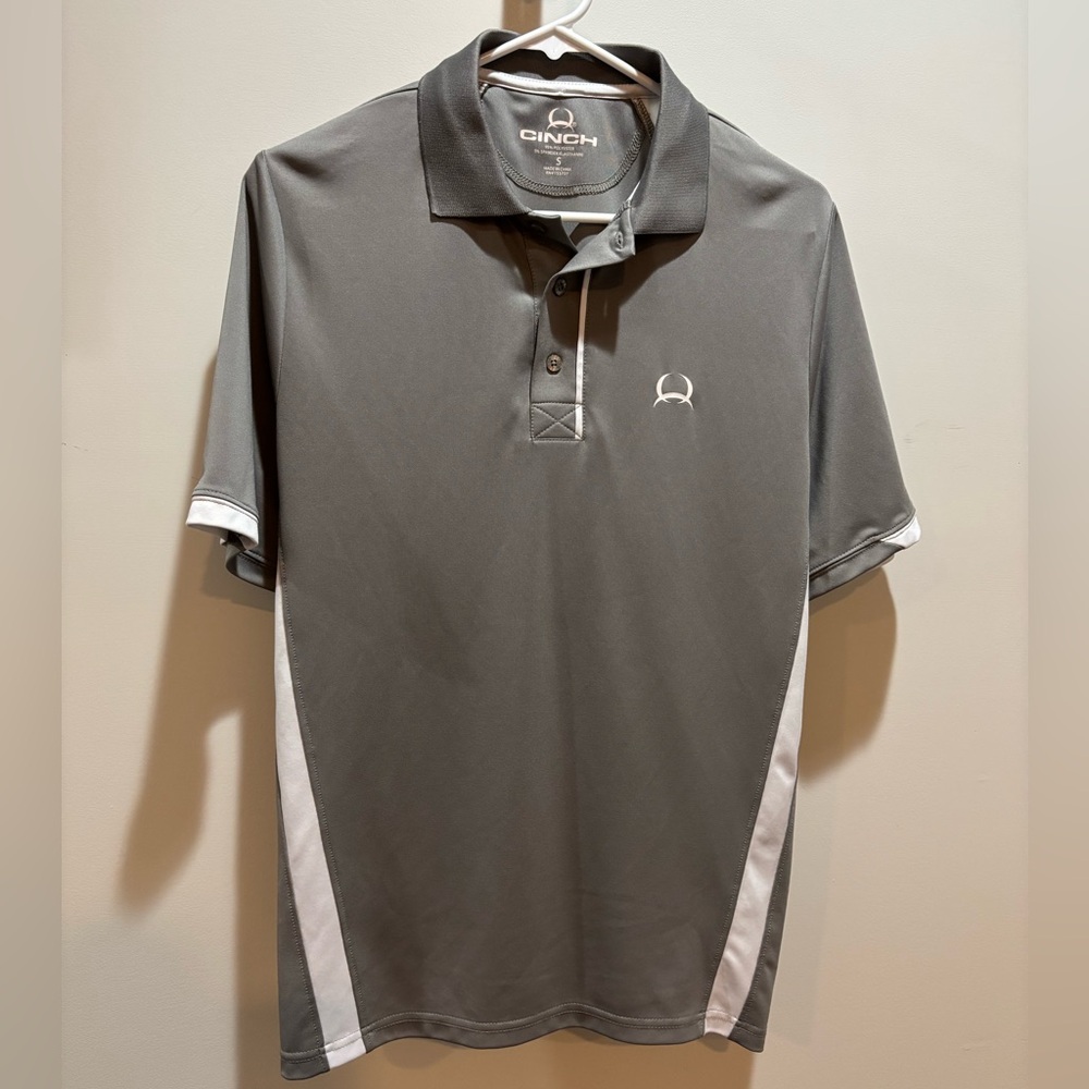 Cinch Men's Charcoal Gray Polo with White Side Panels
